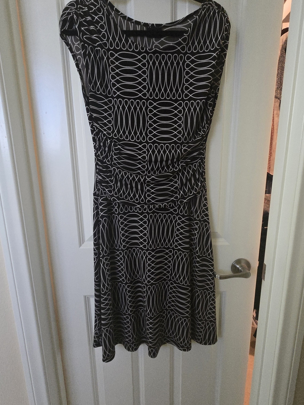Enfocus Studio Brown & White Geometric Midi Dress